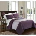 Chic Home 8 Piece Ellias Geometric Quilting Embroidery Queen Quilt Set, Lavender with White Sheets, 8PK QS1985-BIB-US